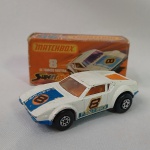 Brinquedo antigo Lesney Matchbox - De Tomaso Pantera - Carrinho miniatura diecast na escala 1/64 # 8 - Consta a data 1975 Mini com caixa em bom estado  Fabricado na Inglaterra