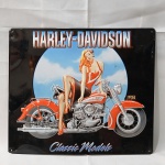 Harley Davidson - Linda placa em relevo Mulher em cima de uma moto 1956. Classic Models. Mede aproximadamente 38x33cm Fabricada pela Ande Rooney