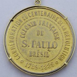 Moeda Comemorativa ao Centenário da República Francesa 1789 / 1889 - Colônia Francesa de São Paulo - Brésil. 