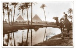 Colecionismo/cartão postal - Belo cartão postal fotográfico das pirâmides do Egito. Cartão datado em 1953 e circulado, com carimbo de Jerusalém. Selos íntegros. O cartão mede 9,0 X 14,0 cm. O cartão se encontra íntegro, inclusive com o nome do destinatário e o endereço (removidos nas fotos).