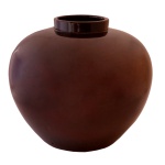 Vaso bojudo de cerâmica policromada, na cor rubi. Sem marcas. 28 x 32 cm.