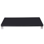 Mesa de centro baixa de madeira preta com pés de alumínio. Forma retangular e linhas retas. Séc. XX. 15 x 130 x 60 cm.