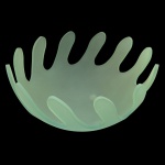 MEDUSA / Made in Italy. Séc. XX - Centro de mesa italiano de vidro em tons de verde e formato circular. 7,5 x 36 cm.