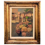 MENASE VAIDERGORN  Floristas em Feira Livre. Óleo s/ tela. Ass. 37 x 28 cm (MI). 58 x 49 cm (ME).