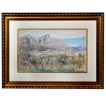 Escola Portuguesa. Séc. XX - Vila Camponesa. Aquarela. 29 x 35 cm. Sem assinatura aparente.