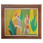 SANTA ROSA (João Pessoa, PB, 1909 / Nova Délhi, Índia -1956) - Meninas. Óleo s/ tela. Ass. e datado cid, 1956. 52 x 63 cm.
