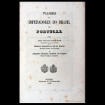 RARA E ESTIMADA - Autor: José Alberto Corte Real, Manuel António da Silva Rocha e Augusto Mendes Simões de Castro / Título: Viagem dos Imperadores do Brasil em Portugal. Coimbra. / Imprensa da Universidade, 1872. XXXII, 352 pp.; 210 mm. Obra dividida em duas partes, acompanhadas de um preâmbulo de A.A. da Fonseca Pinto e de um Esboço Biográfico do Imperador D. Pedro II da autoria de João Antônio de Sousa Doria. José Corte Real foi uma importante personalidade do séc. XIX. Formado em Direito pela Universidade de Coimbra, foi nomeado amanuense do ministério do reino em 1862, no ano seguinte acompanhou a família real ao norte como secretário particular de Anselmo Braamcamp Freire, Secretário geral do Governo de Macau de 1877 a 1883, Cônsul de Marselha, estes são apenas alguns dos muitos cargos que desempenhou. A descrição da Visita de D. Pedro II, Imperador do Brasil, e de sua Esposa a Portugal, foi tida em grande conta por Castilho e Inocêncio, afirmando o primeiro que a 350 páginas são "todas interessantes, quasi todas preciosas para a história; e não poucas, de notável merito litterario". Raro e estimado. bib: Inoc., XII, p. 204.