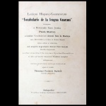 Autor: Paulo Restivo / Título: Lexicon Hispano-Guaranicum Vocabulario de la lengua Guaraní inscriptum a Reverendo Patre Jesuita Paulo Restivo secundum Vocabularium Antonii Ruiz de Montoya anno MDCCXXII in Civitate S. Mariae Majoris denuo editum et adauctum, sub auspiciis Augustissimi Domini Petri Secundi Brasiliae Imperatoris posthac curantibus Illustrissimis Ejusdem Haeredibus ex unico qui noscitur Imperatoris Beatissimi exemplari redimpressum necnon praefatione notisque instructum opera et studiis Christiani Frederici Seybold. 1893. x + 545 p., errata. / Ref.: Bibliografia Crítica da Etnologia Brasileira, Volume I (Baldus 1954). Encadernação original.
