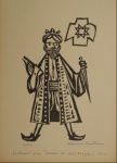 ALDEMIR MARTINS (Ingazeiras, 1922 - São Paulo 2006)  Figura. Xilogravura. Ass. cid. com a seguinte inscrição: "Ilustração para o livro Cururu de Paulo Vanzolini - 1954".  32 x 23 cm.
