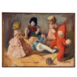 BRÁS ALÉCIO (Marilia, SP - 1929 -?) - Bonecas. Óleo s/ tela. Ass. e datado 62, cid. 60 x 80 cm. Artista catalogado no Itaú Cultural.