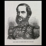 DON PEDRO II, Imperatore del Brasile - Xilogravura de jornal. Meados do sec. XIX. 16 x 13,5 cm (MT).