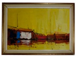 ARMANDO ROMANELLI (1945)  - Palafitas. Óleo s/ tela. Ass. cie. Na década de 70 no Brasil, Romanelli já fazia inúmeras exposições, mas foi em 1973 sua primeira exposição internacional, começando na Inglaterra em Londres, seguindo após exposições em Lisboa, Porto, Flórida, Atlanta e no Caribe. Lançou em 1987 o seu primeiro livro ROMANELLI e em 2002 o livro Romanelli As Cores do Tempo, com uma exposição retrospectiva,na Casa França Brasil Rio de Janeiro.Em 2009, realizou a pintura de um Painel de 20,00 m² na Igreja Santa Rosa de Lima, Rio de Janeiro. O que Romanellli vem fazendo de seus pinceis, ao largo desse tempo, vem colorindo o coração de muita gente que se abastece da visão romântica de sua obra, que viaja pelos movimentos de suas cerdas, dos seus competentes pinceis, pessoas que se encantam com os múltiplos motivos depositados em suas telas, pelas tintas que vem ajudando a contar a alegria de meio século de trabalho desse impressionante artista da pintura brasileira.