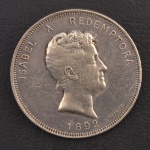 Medalha Comemorativa do Brasil, Izabel a Redemptora, Data 1892, Prata, Gravador A.Desaide, Peso 15g, Diâmetro 31 mm, Utizizado como Broche, Muito Bem Conservado.