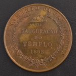 Medalha Comemorativa do Brasil, Candelária - Inauguração do Templo, Data 1898, Gravador Girardet, Bronze, Peso 23g, Diâmetro 41 mm, Flor de Cunho.