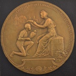 Medalha Comemorativa do Brasil, Centenário da Independência - Exposição Internacional / RJ , Data 1922, Gravador G.Devreese ( Bruxelas ), Bronze, Peso 122 g, Diâmetro 75 mm, Flor de Cunho.