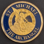 Medalha Comemorativa, ST.Michael o Arcanjo, Bronze Dourado, Muito Bem Conservada.