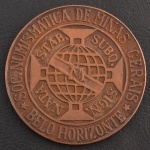 Rara Medalha Comemorativa, III Exposição Numismática de Minas Gerais - Sociedade Numismática de MG, Data Novembro de 1945, Bronze, Muito Bem Conservado.