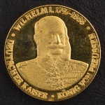 Medalha Comemorativa, Alemanha - Imperador Kaiser Wilheim , Data 1797/1888 , Bronze Dourado, Flor de Cunho.