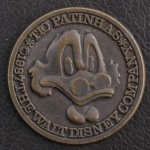 Medalha Comemorativa, Walt Disney - Tio Patinhas, Valor uma Pataca do Banco de Patopolis, Data 1987 , Bronze, Flor de Cunho.