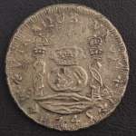 Moeda Estrangeira, México, " FALSA ", Valor 8 Reales, Data 1745, Metal não Identificado, Muito Bem Conservada.