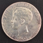 Moeda Estrangeira, PORTO RICO, " FALSA ", Valor 1 Peso = 5 Pesetas, Data 1895, Prata, Muito Bem Conservada.