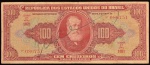 Cédula Brasileira, " Autografada ", Valor 100 Cruzeiros, 2ª Estampa, Efígie D.Pedro II, Período de Circulação 1950/1965, Muito Bem Conservada.