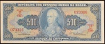 Cédula Brasileira, Valor 500 Cruzeiros, 1ª Estampa, Efígie D.João VI, Período de Circulação 1943/1960, Muito Bem Conservada/Soberba.