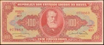 Cédula Brasileira, Valor 100 Cruzeiros, 2ª Estampa, Efígie D.Pedro II, Período de Circulação 1950/1965, Muito Bem Conservada/Soberba.