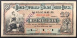 Raríssima Cédula, República dos Estados Unidos do Brasil, Emissão dos Bancos Particulares no Rio de Janeiro, 1ª Série - 1ª Estampa, Valor 10 Mil Reis, Decreto Lei Nº 253 de 8 de Março de 1890 , " AMOSTRA ", Flor de Estampa.