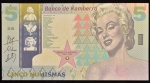 Cédula Fantasia, Banco de KAMBERRA, " MARILYN MONROE",  Valor 5 Numisma, Data 2011, Flor de Estampa.