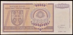 Cédula Estrangeira, CROÁCIA - KRAJINA, Valor 100.000 Dinars, Data 1992, Soberba.