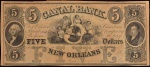 Cédula Particular Americana, Estados Confederados - New Orleans Canal Bank, Valor 5 Dollars, não Datada, Não Atestamos sua Autenticidade, Soberba/Flor de Estampa.