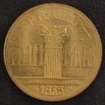 Rara Moeda do Brasil, Coleção BRASILEIROS ILUSTRES - Regente Feijó, Valor 500 Reis, Data 1935 ( a Mais Rara da Série ), Bronze Alumínio, com Brilho da Cunhagem, Flor de Cunho.