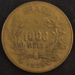 Moeda do Brasil, Símbolo da Fortuna, Valor 1000 Reis, Data 1929 ( Segunda Mais Rara da Série ), Bronze Alumínio, Muito Bem Conservada.