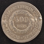 Moeda do Brasil, República, Comemorativa ao 4º Centenário do Descobrimento do Brasil, Valor 400 Reis, Data 1900, Prata, Peso 5 g, Diâmetro 23 mm, com Solda.