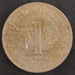 Moeda Estrangeira, GUIANA,  Valor 1 Dollar, Data 1970, Níquel, Flor de Cunho.