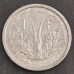 Moeda Estrangeira, ÁFRICA EQUATORIAL FRANCESA, Valor 1 Franc, Data 1948, Alumínio, Flor de Cunho.