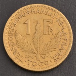 Moeda Estrangeira, Território Colonial Francês de TOGO, Valor 1 Franco, Data 1924, Bronze Alumínio, Muito Bem Conservada