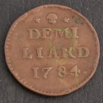 Moeda de LUXEMBURGO, Valor 1/2 Liard, Data 1784, Cobre, Soberba.