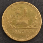 Moeda do Brasil, Valor 2 Cruzeiros, Data 1956 ( a mais Rara da Série ), Bronze Alumínio, Muito Bem Conservada.