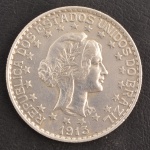 Moeda do Brasil, República, Valor 2000 Reis, Data 1913, Estrelas Soltas, Prata, Peso 20 g, Soberba.