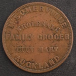 Moeda Estrangeira (Token), NOVA ZELÂNDIA, Valor Penny, Data 1857, Bronze, Soberba.