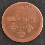 Moeda Estrangeira, FRANÇA, Valor Lilard de France, Data 1656 E, Bronze, Bem Conservada.