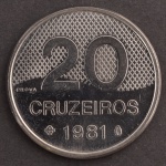 Moeda do Brasil, " PROVA ", Valor 20 Cruzeiros, Data 1981, Aço Inox, Espelhada - Flor de Cunho.