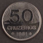 Moeda do Brasil, " PROVA ", Valor 50 Cruzeiros, Data 1981, Aço Inox, Espelhada - Flor de Cunho.