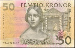 Cédula Estrangeira, SUÉCIA, Valor 50 Kronor, não Datada, Flor de Estampa.