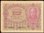 Cédula da ÁUSTRIA, Valor 20 Kronen, Data 02/01/1922, Soberba
