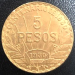 Moeda Estrangeira, URUGUAI, Valor 5 Pesos, Data 1930, Ouro, Peso 8,4 g, Diâmetro 23 mm, Brilho de Cunhagem - Soberba.Excelente Oportunidade para Investimento,