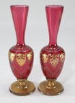 Par de pequenos e delicados vasos 'Solifleur' em vidro italiano ao gosto Império. Med. 15 cm.