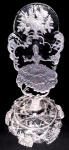 Antigo perfumeiro em Cristal francês, ornado por cabochões floral, com tampa decorada por dama antiga  por flores e pássaros, ao gosto Lalec. Mede: 24 cm Obs. apresenta defeito na borda do vidro.